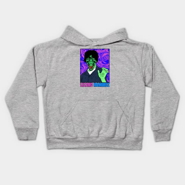 LIZARD RAMIREZ Kids Hoodie by theanomalius_merch